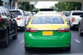 Taxis and cars in rush hour city streets. Cars on highways in traffic jams Royalty Free Stock Photo