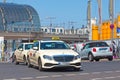 Taxis leaving Berlin Hauptbahnhof Royalty Free Stock Photo