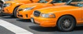 Taxis in New York. Yellow cabs in pole position at traffic light Royalty Free Stock Photo
