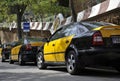 Taxis parked in the day at Parc Guell, Barcelona, Spain Royalty Free Stock Photo