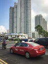 Taxis run on street in Bugis, Singapore Royalty Free Stock Photo