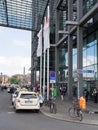 Taxis And Travelers Waiting At The Entrance of Berlin Hauptbahnhof, Meaning Berlin Central Station In German Language Royalty Free Stock Photo