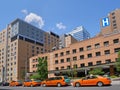 Taxis waiting for passengers outside a hospital