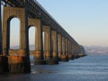 Tay Rail Bridge and Dundee from Fife Royalty Free Stock Photo