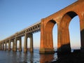 Tay Rail Bridge and Dundee from Fife, Scotland Royalty Free Stock Photo