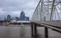 Taylor Southgate Bridge and Cincinnati Downtown Royalty Free Stock Photo