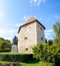 Taylors bastion and the statue of Baba Novac in Cluj Napoca, Romania Royalty Free Stock Photo