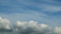 Time lapse of cumulus clouds against a blue sky. White clouds tighten the sky.