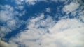 Time lapse of cumulus clouds against a blue sky. White clouds tighten the sky.