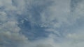 Time lapse of cumulus clouds against a blue sky. White clouds tighten the sky.