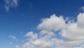 Time lapse of cumulus clouds against a blue sky. White clouds tighten the sky.