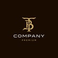 TB BT T B elegant gold classic logotype design vector, vintage wing T and B letter logo