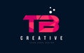 TB T B Letter Logo with Purple Low Poly Pink Triangles Concept