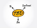 TBD - To Be Defined acronym, business concept background Royalty Free Stock Photo