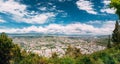 Tbilisi Georgia. Aerial Panoramic View Of City With Famous Landmarks. Cityscape In Sunny Summer