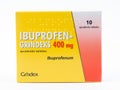 TBILISI, GEORGIA- April 18, 2020:Ibuprofen pain killer medicine pills closeup