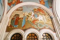 Tbilisi Georgia. Arched Fresco Wall Murals On Bible Story, Interior