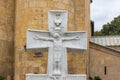 white marble cross in the courtyard of Sioni Cathedral, Tbilisi, Georgia Royalty Free Stock Photo
