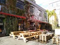 TBILISI, GEORGIA - December 8 2018: The modern design of the courtyard of the urban art zone Fabrika with graffiti Royalty Free Stock Photo