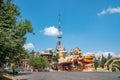 Tbilisi, Georgia - 29.07.2019: Entrance to Mtatsminda Park or Bombora Park on Mtatsminda mountain Royalty Free Stock Photo