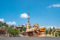 Tbilisi, Georgia - 29.07.2019: Entrance to Mtatsminda Park or Bombora Park on Mtatsminda mountain Royalty Free Stock Photo