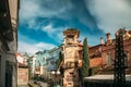 Tbilisi, Georgia. Famous Rezo Gabriadze Marionette Theater Clock Tower On Old City. Puppet Theater Museum In Tbilisi Royalty Free Stock Photo