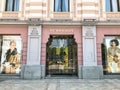 TBILISI, GEORGIA - July 10, 2018: Burberry brand shop. View of the old city hall building`s facade and old in Tbilisi, Goergia