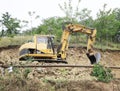 Tbilisi, Georgia - July 02 2022: Caterpillar small excavator