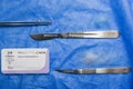 Dissection Kit - Absorbable suture, polyglycolic acid. Surgery operation equipment, knife, needle and suture