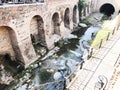 TBILISI, GEORGIA - JULY 10, 2018: Old Tbilisi architecture, little river in Tbilisi, Georgia