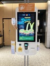 Tbilisi, Georgia -June 17 2022: an georgian electronic touch screen at a self-service checkout at McDonald`s