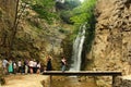 Tbilisi, Georgia - June 19, 2016: Tourists in Leghvtakhevi gorge, separating the ancient Kala district from the main city, is