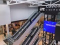 TBILISI, GEORGIA - March 16, 2019: Modern interior of the shopping mall Galleria in Tbilisi, Georgia. View of the escalator