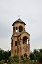 Free standing bell tower with Georgian Cross Holy Trinity Orthodox Cathedral Sameba Tbilisi Georgia