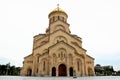 Entrance walkway to Georgian Orthodox Church Sameba Holy Trinity Cathedral Tbilisi Georgia