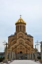 Entrance walkway to Georgian Orthodox Church Sameba Holy Trinity Cathedral Tbilisi Georgia