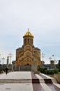 Entrance walkway to Georgian Orthodox Church Sameba Holy Trinity Cathedral Tbilisi Georgia