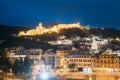 Tbilisi Georgia. Narikala Ancient Fortress In Evening Night Illu Royalty Free Stock Photo