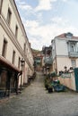 Tbilisi, Georgia - 15.04.2021: Narrow cobbled old street in Tbilisi Royalty Free Stock Photo