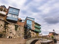 Tbilisi, Georgia - November 2, 2018:Old Tbilisi. Wooden houses on the edge of the cliff