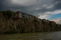 TBILISI, GEORGIA: Old Georgian buildings on a rock Royalty Free Stock Photo