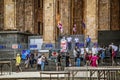 2019_07_16 Tbilisi Georgia Protest in front of Parliment building in Tibilisi Georgia with effigy of Putin Signs in Georgian say