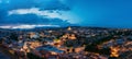 Tbilisi Georgia. Scenic Panoramic Top View Of Cityscape In Evening Bright Illumination Royalty Free Stock Photo