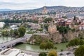 view of Tbilisi city with Metekhi on cloudy day Royalty Free Stock Photo