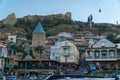 Tbilisi, Georgia-SEPTEMBER 25, 2016: Building on Gorgasali square in the old town overlooking the narikala fortress Royalty Free Stock Photo