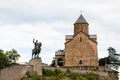 Metekhi Church and Gorgasali statue in Tbilisi Royalty Free Stock Photo