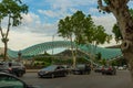 TBILISI, GEORGIA: View over the modern glass Peace bridge. Royalty Free Stock Photo