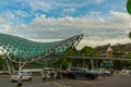 TBILISI, GEORGIA: View over the modern glass Peace bridge. Royalty Free Stock Photo