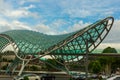 TBILISI, GEORGIA: View over the modern glass Peace bridge. Royalty Free Stock Photo