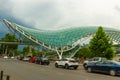 TBILISI, GEORGIA: View over the modern glass Peace bridge. Royalty Free Stock Photo